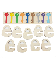 Drevená Montessori hra: Kľúče a Zámky – Edukačné priraďovanie