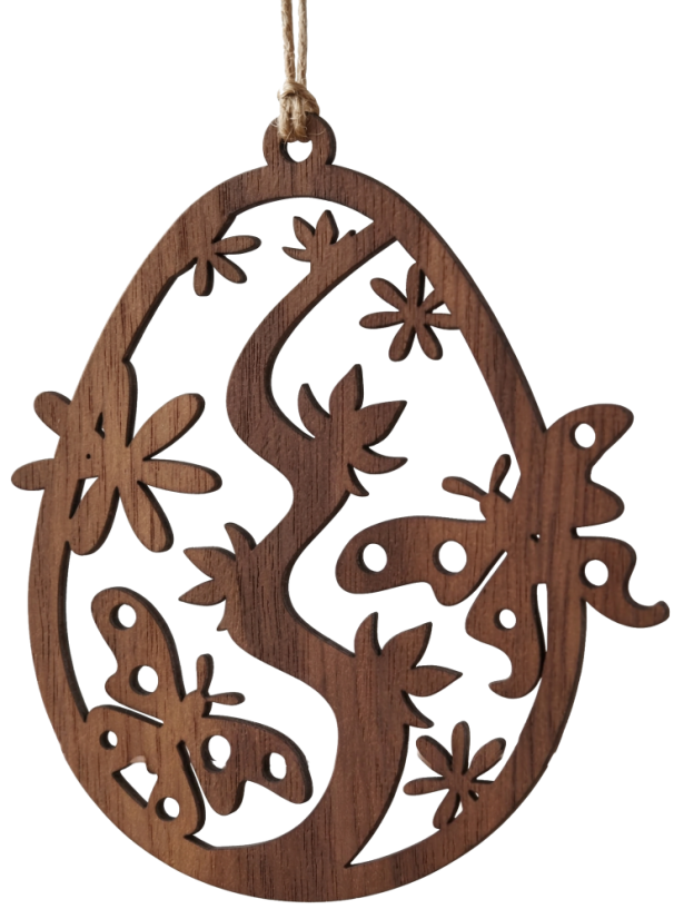 Drevená vyrezávaná kraslica – Jarný motív