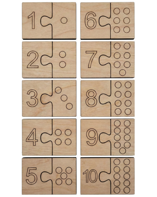 Drevené puzzle Čísla a Bodky