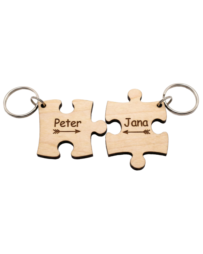 „Drevené párové kľúčenky – Puzzle