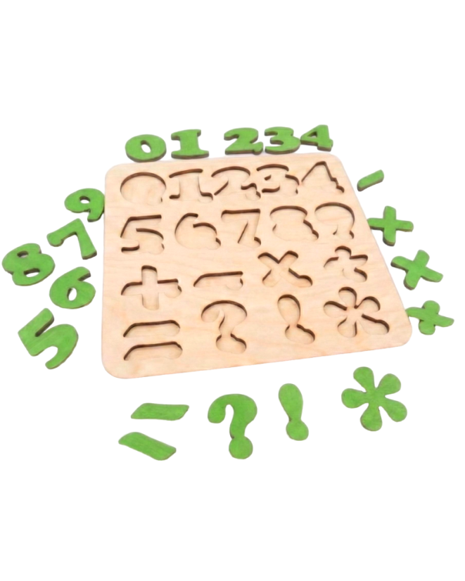 Drevená edukačná vkladačka: Čísla a Matematika