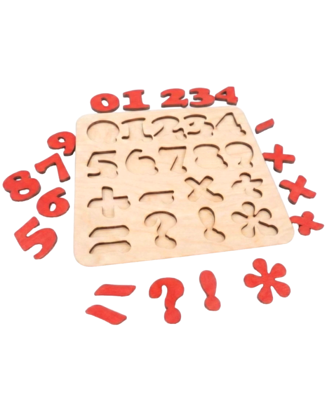 Drevená edukačná vkladačka: Čísla a Matematika - Farba: Iné